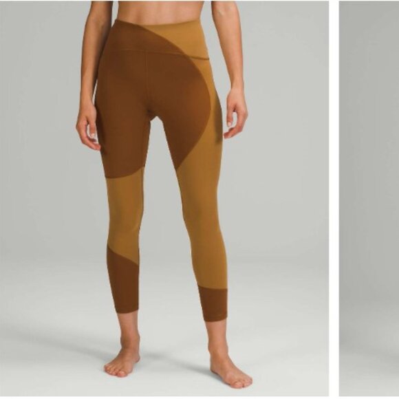Lululemon Nulu Color Block High-Rise Tight 25" Copper Brown / Bold Beige 6 - Picture 1 of 5